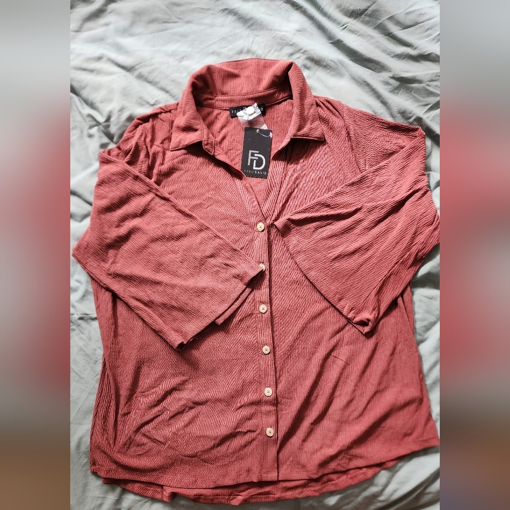 Fred David Burgundy Button-Down Shirt